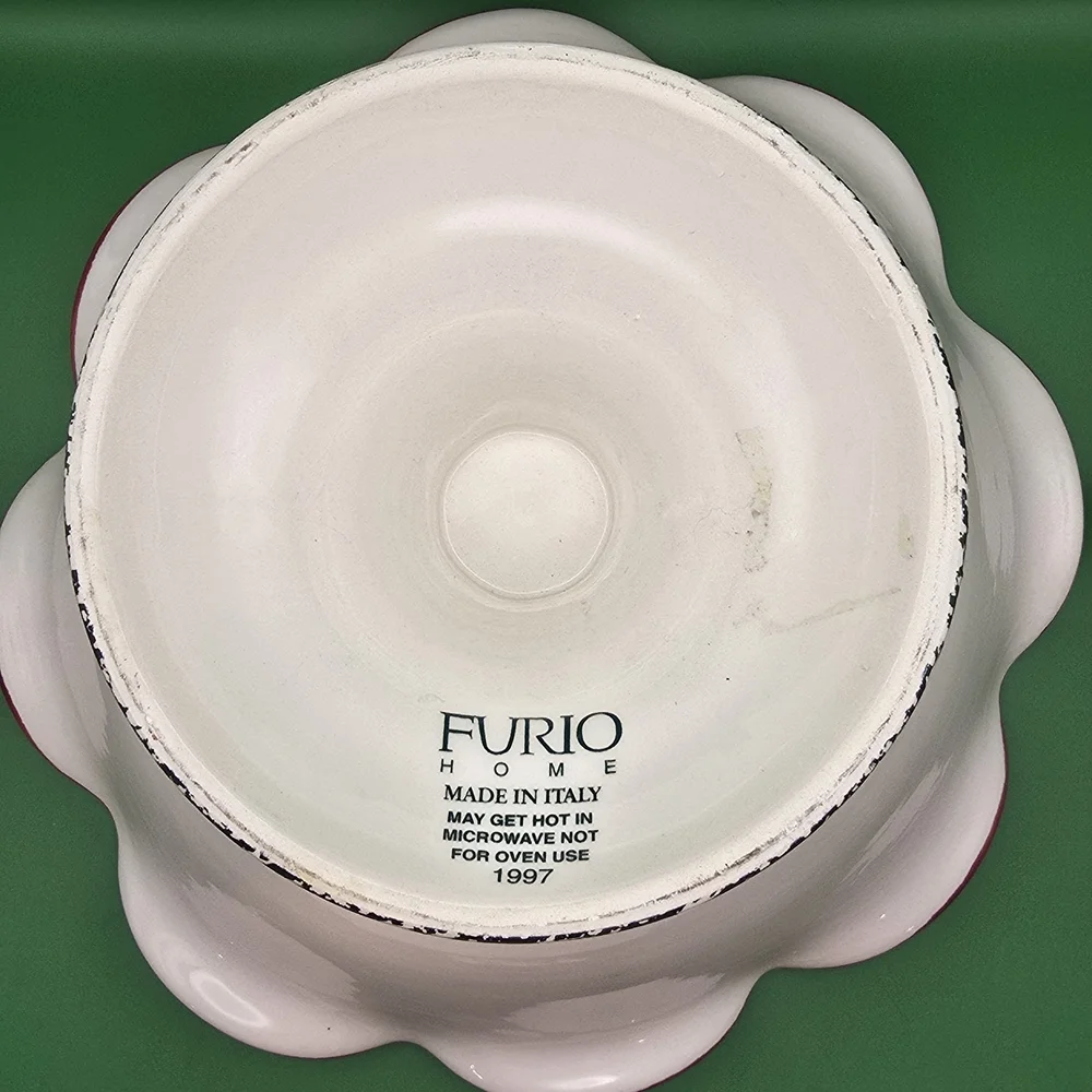 Furio Christmas Tree Compote Bowl Pedestal Ruffle Centerpiece 1997 Italy